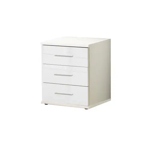 Schubkastenkommode >Clack< in HOCHGLANZ LACK WEISS - 46x58x40cm (BxHxT)