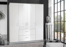 Drehtürenschrank >Clack< in HOCHGLANZ LACK WEISS - 179x199x58cm (BxHxT)
