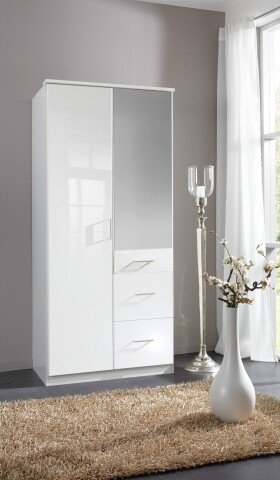 Drehtürenschrank >Clack< in HOCHGLANZ LACK WEISS - 91x199x58cm (BxHxT)