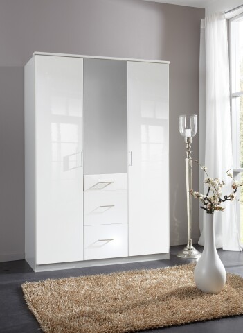 Drehtürenschrank >Clack< in HOCHGLANZ LACK WEISS - 135x199x58cm (BxHxT)