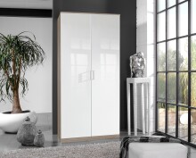 Drehtürenschrank >Clack< in HOCHGLANZ LACK WEISS - 91x199x58cm (BxHxT)