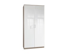 Drehtürenschrank >Clack< in HOCHGLANZ LACK WEISS - 91x199x58cm (BxHxT)
