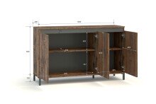 Sideboard >GENIO industrial< in Eiche, Holzwerkstoff - 138x84x40cm (BxHxT)