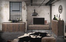 Sideboard >GENIO industrial< in Eiche, Holzwerkstoff - 184x84x40cm (BxHxT)