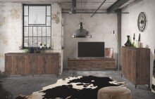 Sideboard >GENIO industrial< in Eiche, Holzwerkstoff - 184x84x40cm (BxHxT)