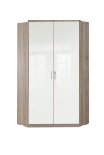 Eckkleiderschrank >Clack< in HOCHGLANZ LACK WEISS - 95x198x95cm (BxHxT)
