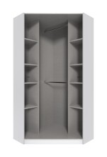 Eckkleiderschrank >Clack< in HOCHGLANZ LACK WEISS - 95x198x95cm (BxHxT)