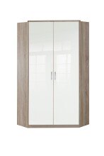 Eckkleiderschrank >Clack< in HOCHGLANZ LACK WEISS - 95x198x95cm (BxHxT)