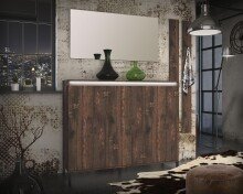 Schuhschrank >GENIO industrial< in Eiche, Holzwerkstoff - 138x110x40cm (BxHxT)