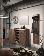 Garderobenpaneel >GENIO industrial< in Eiche, Holzwerkstoff - 40x170x26 (BxHxT)