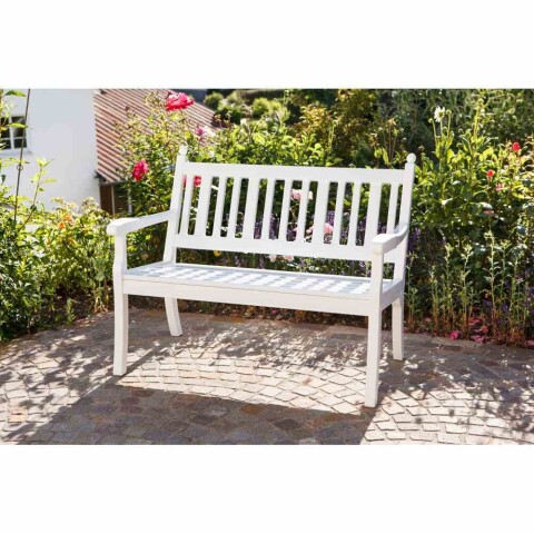 Gartenbank >Hohenzollern< in weiß, Kunststoff - 69x88x115cm (BxHxT)