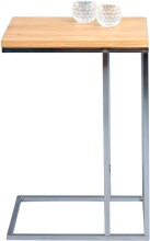 Beistelltisch >Finn < in silber & braun, Metall + Wildeiche - 38x62x43cm (LxHxT)