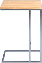 Beistelltisch >Finn < in silber & braun, Metall + Wildeiche - 38x62x43cm (LxHxT)
