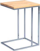Beistelltisch >Finn < in silber & braun, Metall + Wildeiche - 38x62x43cm (LxHxT)