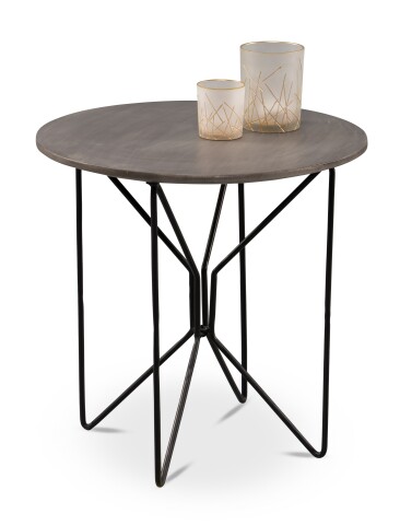 Beistelltisch >Faber 1< in silber matt/schwarz - 52x50 (HxD)