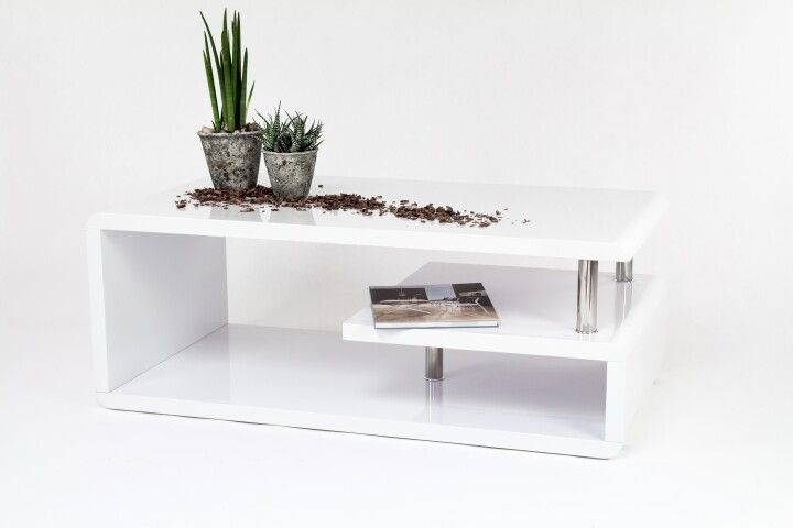 Couchtisch >5052-11< in Weiß Hochglanz, MDF - 110x42x60cm (BxHxT)