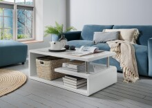 Couchtisch >5052-11< in Weiß Hochglanz, MDF - 110x42x60cm (BxHxT)