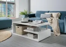 Couchtisch >5052-11< in Weiß Hochglanz, MDF -...