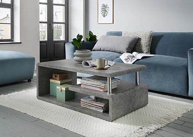 Couchtisch >5052-30< in Grau Stein optik, MDF - 110x42x60cm (BxHxT)