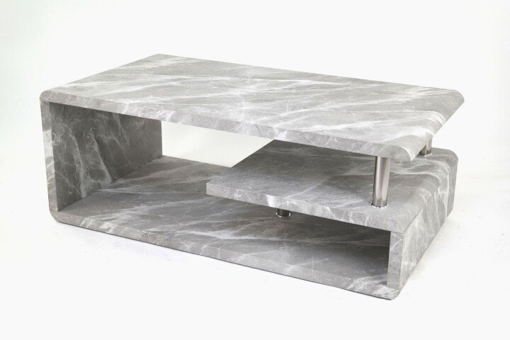 Couchtisch >5052-38< in Marmor Grau, MDF - 110x42x60cm (BxHxT)