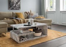 Couchtisch >5052-38< in Marmor Grau, MDF - 110x42x60cm (BxHxT)