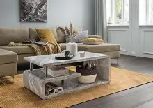Couchtisch >5052-38< in Marmor Grau, MDF -...
