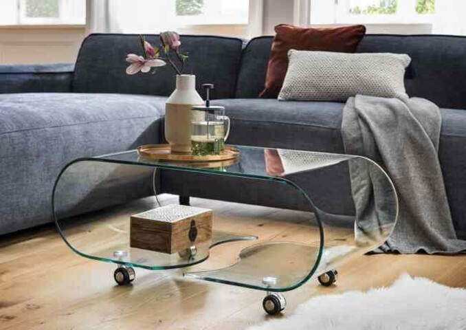 Couchtisch >7/123< in Klarglas, Glas - 90x38x50cm (BxHxT)