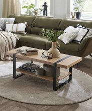 Couchtisch >25499< in eiche, schwarz - 120x45x60cm (BxHxT)