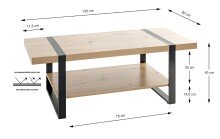 Couchtisch >25499< in eiche, schwarz - 120x45x60cm...