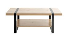 Couchtisch >25499< in eiche, schwarz - 120x45x60cm (BxHxT)