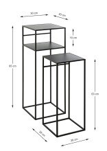 Beistelltisch >25507< (2er-Set) in schwarz, Metall - 26x63x26cm (BxHxT)