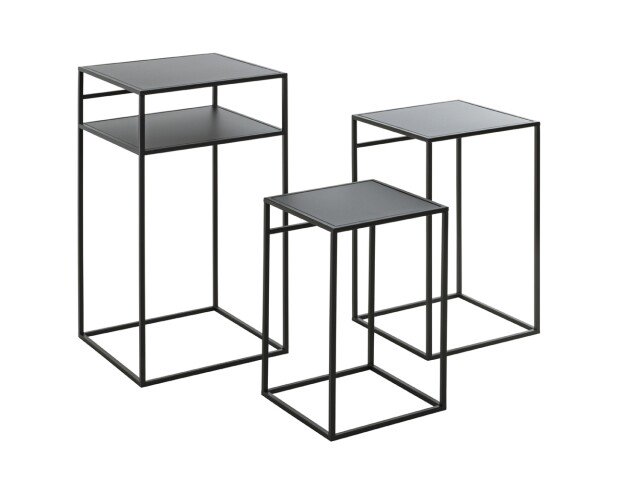 Beistelltisch >25508< (3er-Set) in schwarz, Metall - 26x42x26cm (BxHxT)