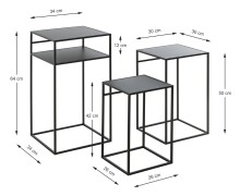 Beistelltisch >25508< (3er-Set) in schwarz, Metall...