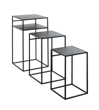 Beistelltisch >25508< (3er-Set) in schwarz, Metall - 26x42x26cm (BxHxT)
