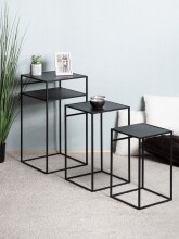 Beistelltisch >25508< (3er-Set) in schwarz, Metall - 26x42x26cm (BxHxT)