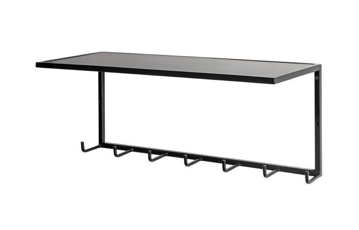 Wandgarderobe >25511< in schwarz, Metall - 60x25x25cm (BxHxT)