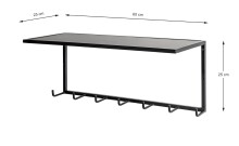Wandgarderobe >25511< in schwarz, Metall - 60x25x25cm (BxHxT)