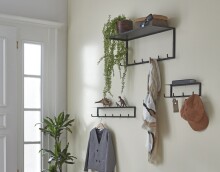 Wandgarderobe >25511< in schwarz, Metall - 60x25x25cm (BxHxT)