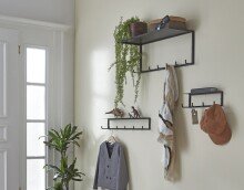 Wandgarderobe >25511< in schwarz, Metall - 60x25x25cm (BxHxT)