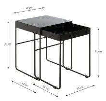 Beistelltisch >25515< (2er-Set) in schwarz, Metall...