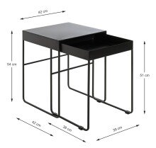 Beistelltisch >25515< (2er-Set) in schwarz, Metall - 39x51x39cm (BxHxT)