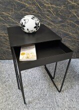 Beistelltisch >25515< (2er-Set) in schwarz, Metall - 39x51x39cm (BxHxT)