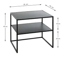 Beistelltisch >25517< in schwarz, Metall -...