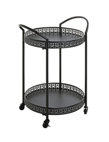 Servierwagen >25523< in schwarz, Metall - 51x71x42cm (BxHxT)