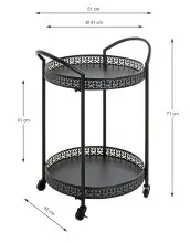 Servierwagen >25523< in schwarz, Metall -...