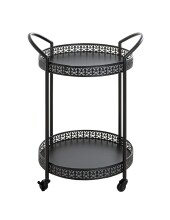 Servierwagen >25523< in schwarz, Metall - 51x71x42cm (BxHxT)