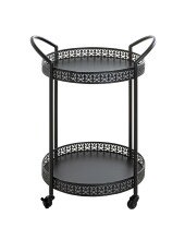 Servierwagen >25523< in schwarz, Metall - 51x71x42cm (BxHxT)