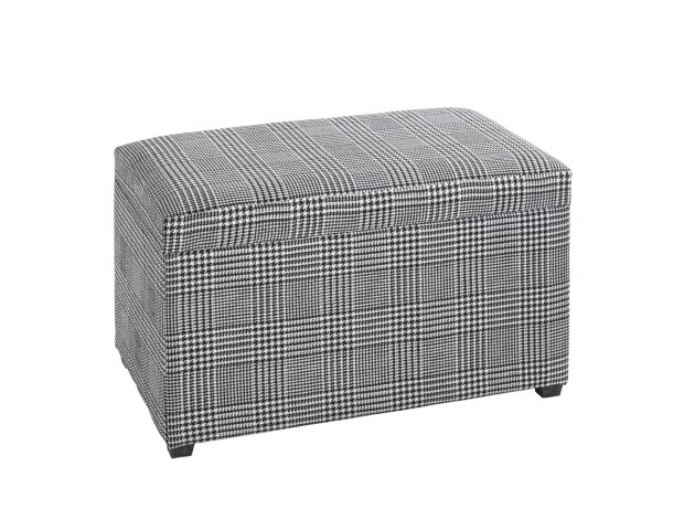 Sitztruhe >25529< in schwarz-weiß, MDF, Textilgewebe - 65x42x40cm (BxHxT)