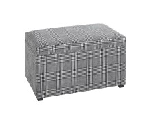 Sitztruhe >25529< in schwarz-weiß, MDF, Textilgewebe - 65x42x40cm (BxHxT)