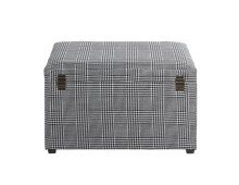 Sitztruhe >25529< in schwarz-weiß, MDF, Textilgewebe - 65x42x40cm (BxHxT)